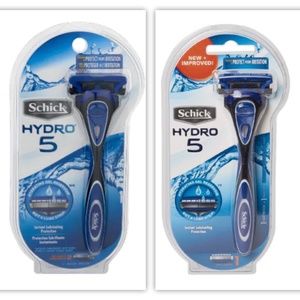 Schick LOT Set of 2 Hydro 5 razors w Instant Lubrication Reservoir & 5 Blade NEW